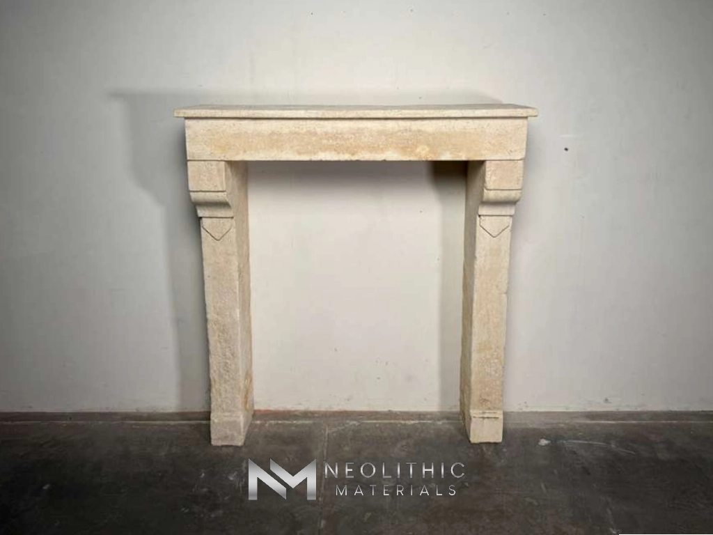 French Antique 19th Century Limestone Mantle - Image 1